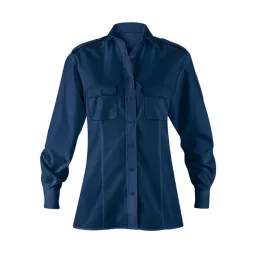 Bluse 1/1 Arm, dunkelblau, mit Schulterklappen