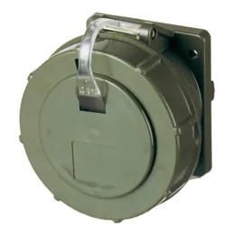Drehstrom-CEE-Anbausteckdose, Verschlussdeckel am Band